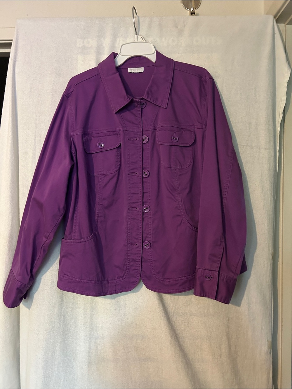 Charter Club Purple Utility Jacket with Patch Pockets